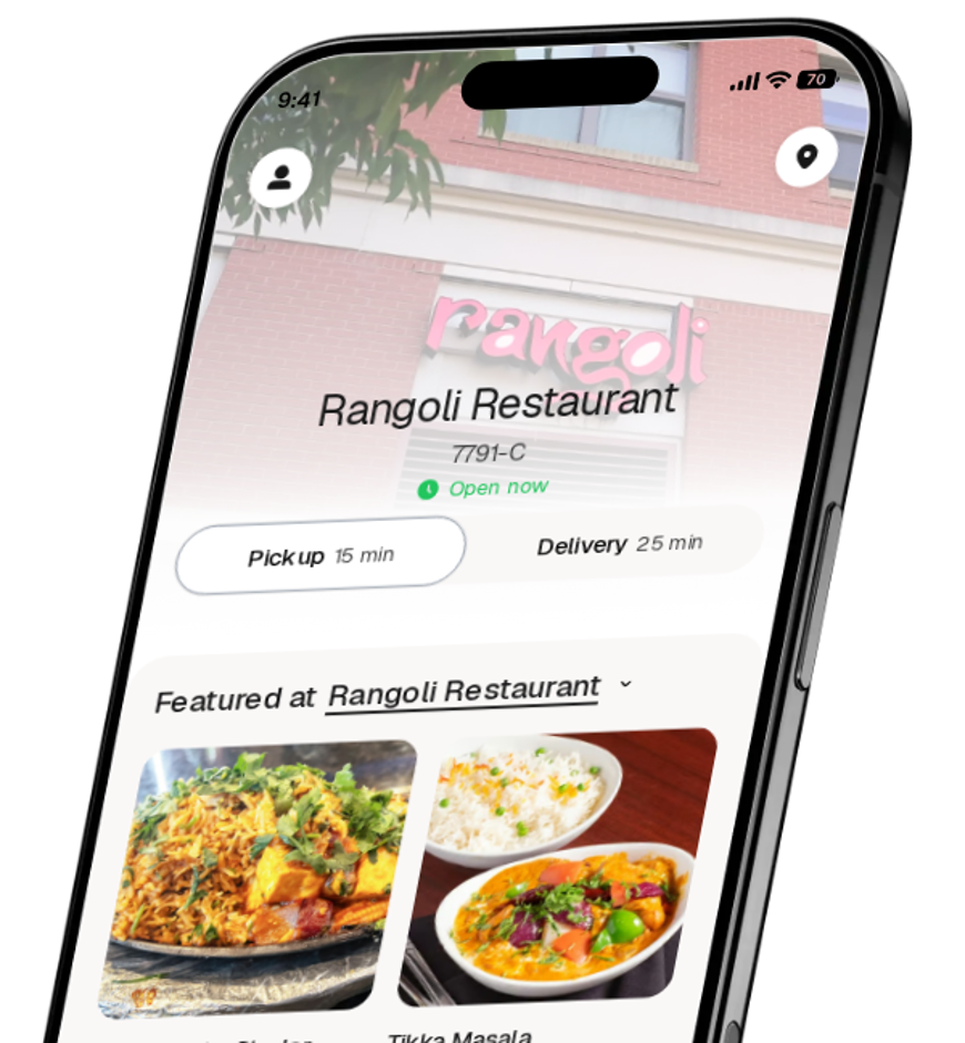 Rangoli Restaurant app preview